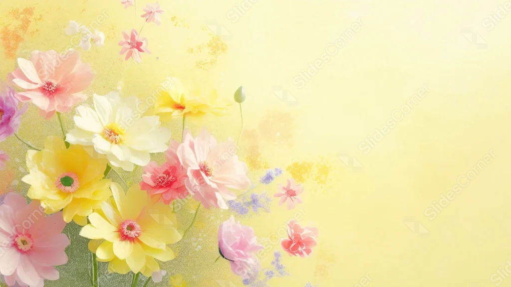 Yellow Floral Background For Google Slides With A Cheerful Spring Bouquet