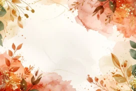 Autumn Watercolor Frame Background For PowerPoint With Terracotta Blooms