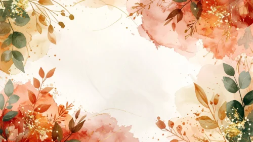 Autumn Watercolor Frame Background For PowerPoint With Terracotta Blooms Autumn Watercolor Frame Background For PowerPoint With Terracotta Blooms