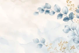 Watercolor Leaves Background For Google Slides With Gold Berry Sprigs