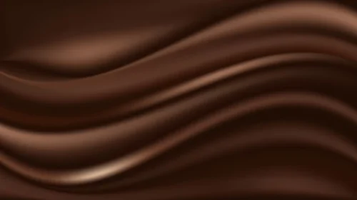 Chocolate brown background with glossy silk fold waves and a caramel highlight