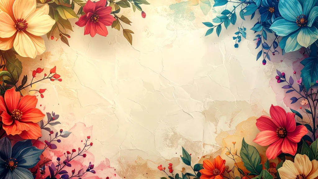 Floral Vintage Background For PowerPoint With A Parchment Frame