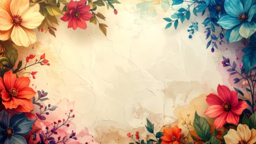 Floral Vintage Background For PowerPoint With A Parchment Frame Floral Vintage Background For PowerPoint With A Parchment Frame