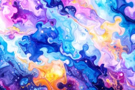 Abstract Fluid Art Background with Purple and Blue Marble Swirls