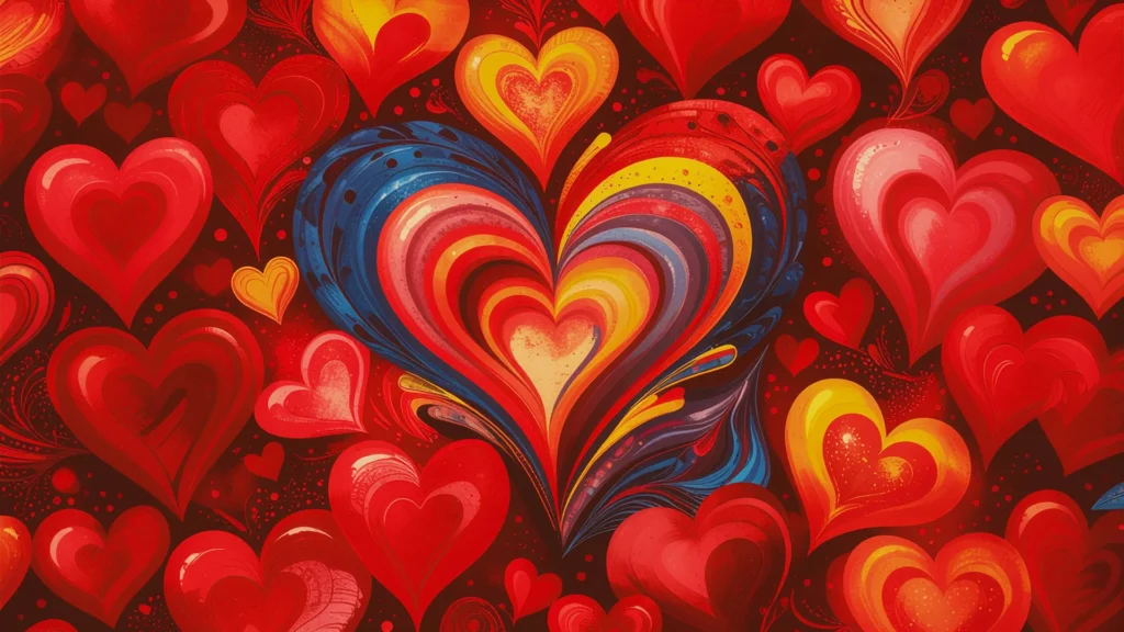 Valentine Hearts Background For PowerPoint With A Marbled Centerpiece