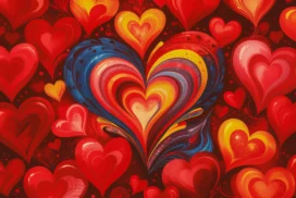 Valentine Hearts Background For PowerPoint With A Marbled Centerpiece