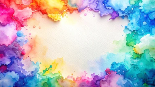 Colorful Watercolor Frame Background For PowerPoint With A Rainbow Bleed Colorful Watercolor Frame Background For PowerPoint With A Rainbow Bleed