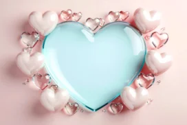 Crystal Heart Background with a Large Glass Center Heart