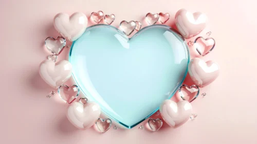 Crystal Heart Background with a Large Glass Center Heart Crystal Heart Background with a Large Glass Center Heart