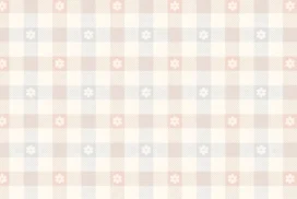 Cute Floral Plaid Background for Google Slides in Beige Gingham