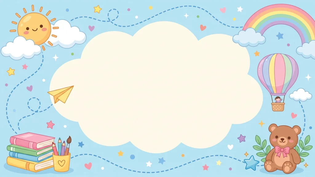 Cute Blue Sky Rainbow Cloud Frame Background for Google Slides