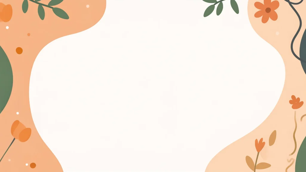 Cute Floral Frame Background for PowerPoint with Boho Blob Edges