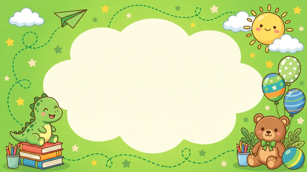 Cute Green Dinosaur School Frame Background for PowerPoint
