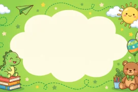 Cute Green Dinosaur School Frame Background for PowerPoint