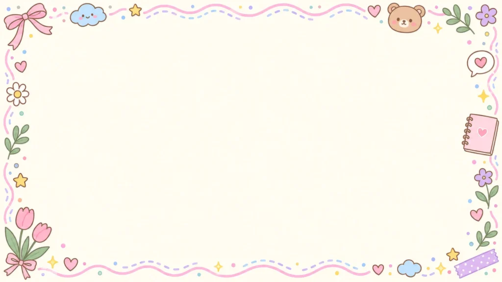 Cute Frame Background For Google Slides With Kawaii Doodles