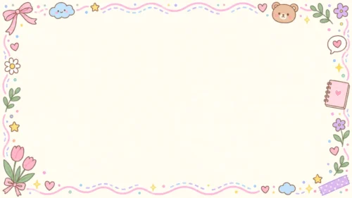 Cute Frame Background For Google Slides With Kawaii Doodles