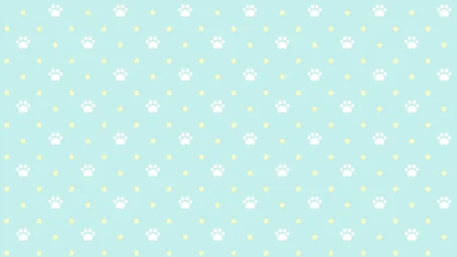 Cute Paw Print Background with Mint and Yellow Stars Cute Paw Print Background with Mint and Yellow Stars
