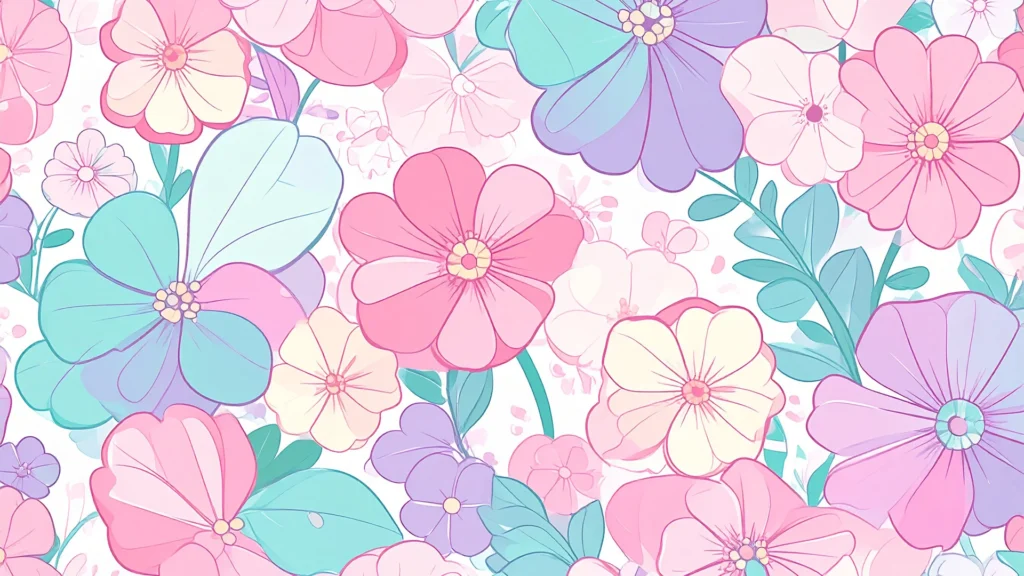 Cute Floral Pattern Background For Google Slides With Airy White Space