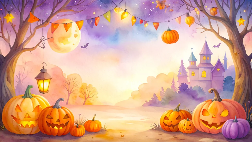 Cute Halloween Background For PowerPoint With String Lights Cute Halloween Background For PowerPoint With String Lights
