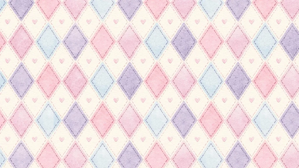Cute Argyle Background for Google Slides with Pastel Heart Diamonds