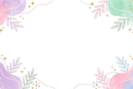 Cute Pastel Leaves Watercolor Frame Background for PowerPoint