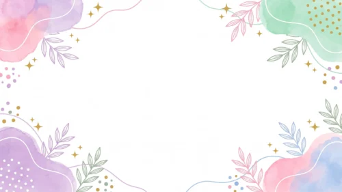 Cute Pastel Leaves Watercolor Frame Background for PowerPoint