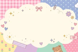 Cute Teddy Bear Scrapbook Cloud Frame for PowerPoint