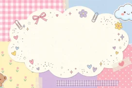 Cute Pastel Scrapbook Cloud Frame Background for Google Slides