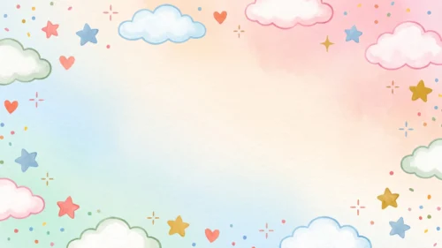 Cute Sky Background For Google Slides With Cloud Border Cute Sky Background For Google Slides With Cloud Border