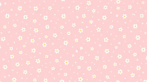 Cute Pink Floral Background with Flat White Daisy Pattern Cute Pink Floral Background with Flat White Daisy Pattern