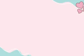 Cute Pink Heart Background for PowerPoint with Mint Wave Corners