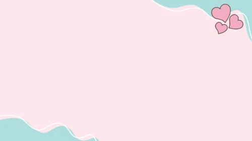 Cute Pink Heart Background for PowerPoint with Mint Wave Corners