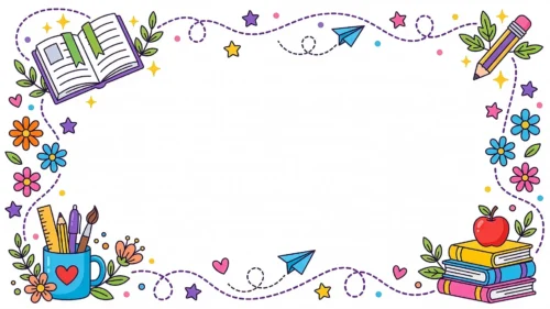 Colorful School Doodle Frame Background for PowerPoint