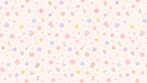 Dense pattern of tiny pink, yellow, and blue flowers on cream for Google Slides