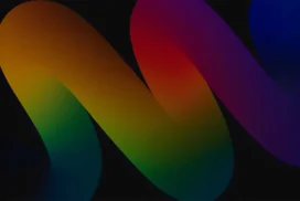 Dark Colorful Background For Google Slides With A 3D Ribbon Twist