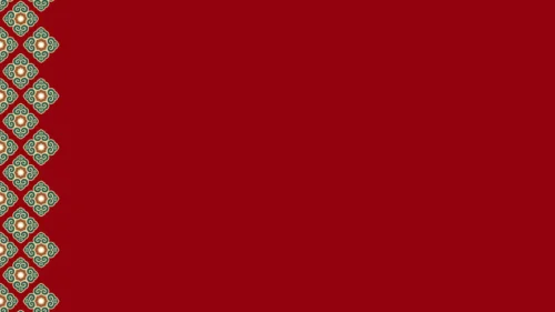 Dark red ornate background for PowerPoint with a gold and teal medallion border