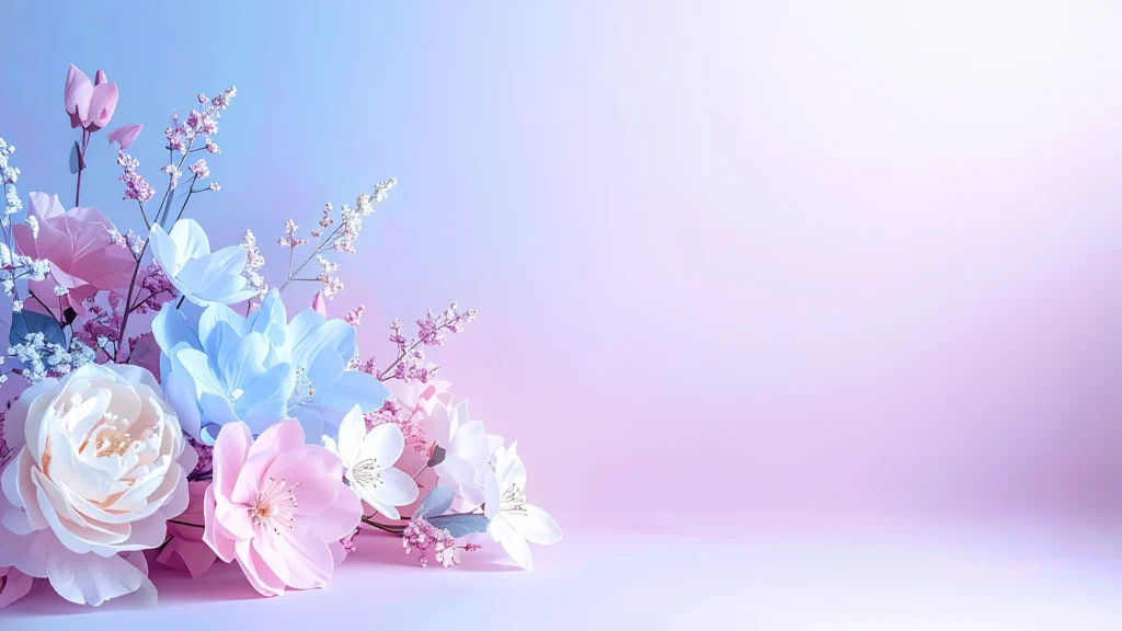 Elegant Floral Background for PowerPoint with Pastel Bouquet Corner