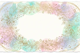 Elegant Floral Frame Background For PowerPoint With Gold Wreath
