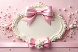 Elegant Pink Frame Background for PowerPoint with Pearls and Bow
