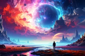 Fantasy Landscape Background For PowerPoint With A Lone Wanderer