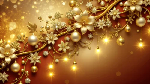 Gold Christmas Background with a Crystal Snowflake Vine Gold Christmas Background with a Crystal Snowflake Vine