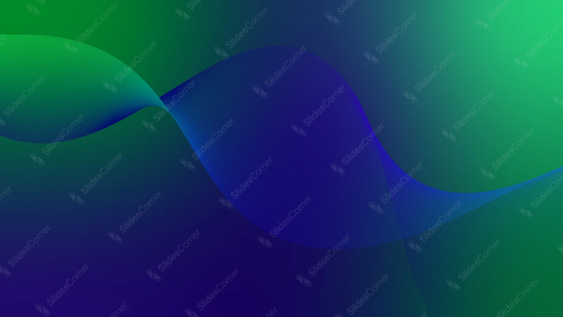 Green blue background with a woven ribbon-twist crossing design for PowerPoint