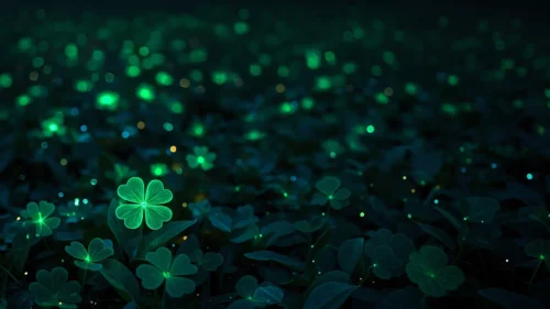 Glowing Green Four-Leaf Clover Background for PowerPoint Glowing Green Four-Leaf Clover Background for PowerPoint