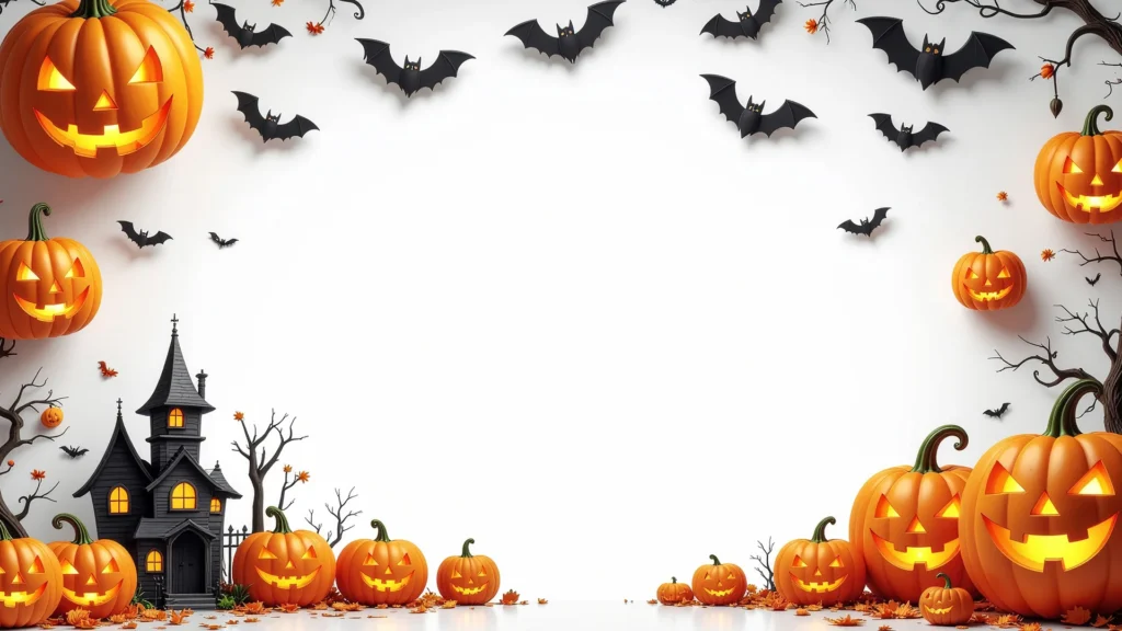 Halloween Background for PowerPoint with Carved Pumpkin Frame