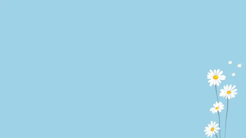 Light Blue Daisy Background for PowerPoint with Corner Bloom