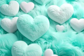 Cute Heart Background for PowerPoint with Plush Mint Cream Hearts
