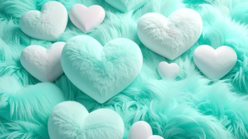 Cute Heart Background for PowerPoint with Plush Mint Cream Hearts Cute Heart Background for PowerPoint with Plush Mint Cream Hearts