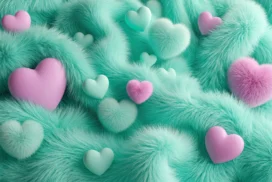 Cute Heart Background For Google Slides With Pink And Mint Fur