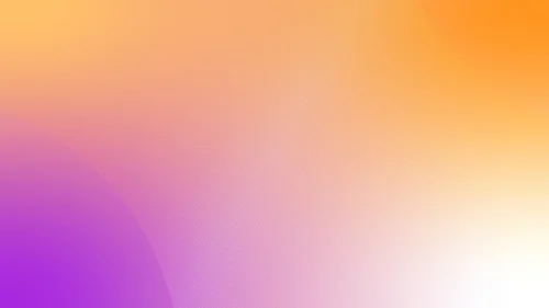 Orange to purple gradient background with a fine curved mesh line and soft white glow corner