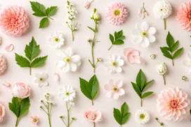 Floral Flat Lay Background for PowerPoint with Pastel Blooms